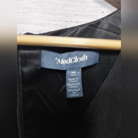 Modcloth Maxi Dress Black Gold size Medium Sheer Flowy Evening Formal - Picture 2 of 7